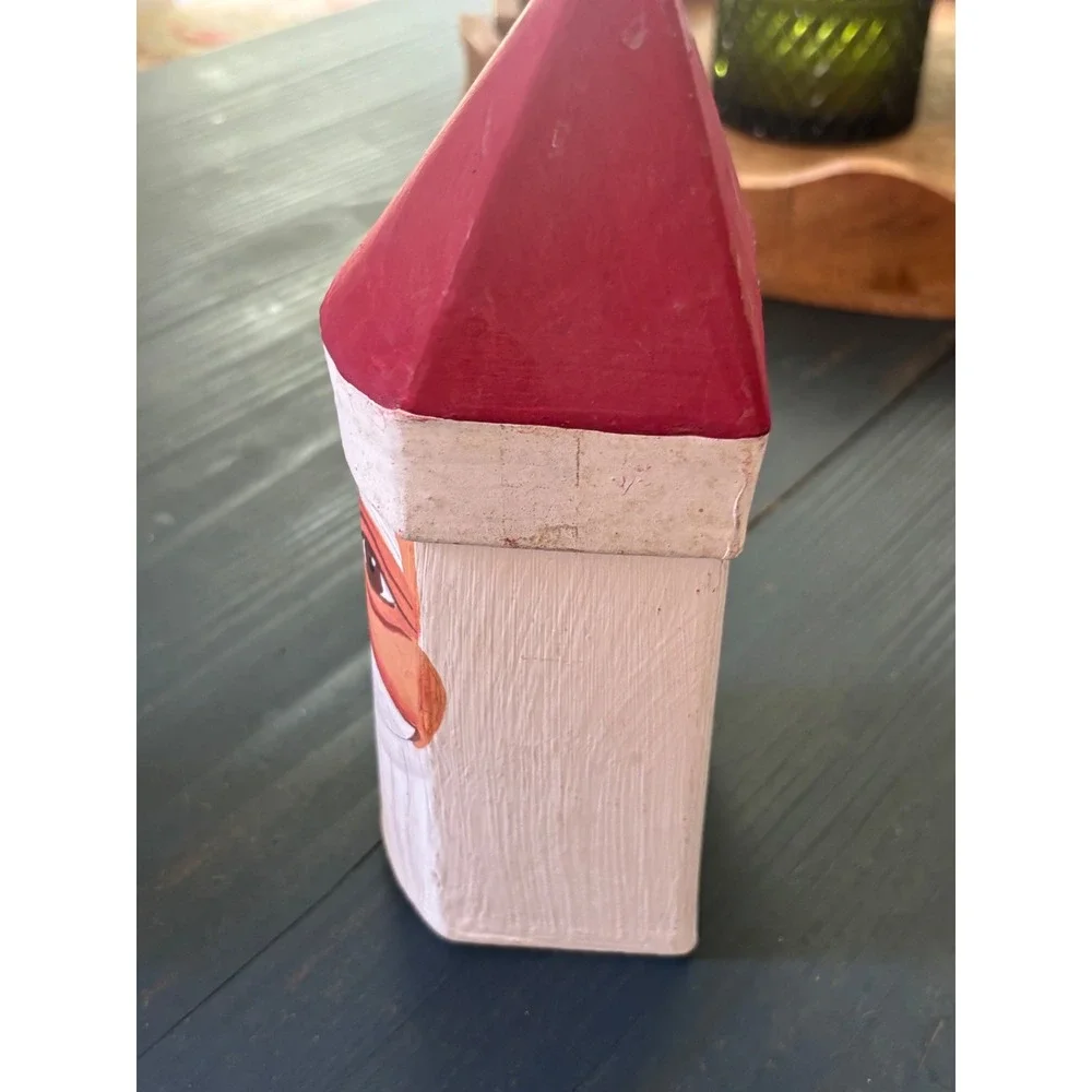 Hand Painted Wooden Santa Claus Gnome Figurine Folk Art Christmas Decor 9.5 Inch